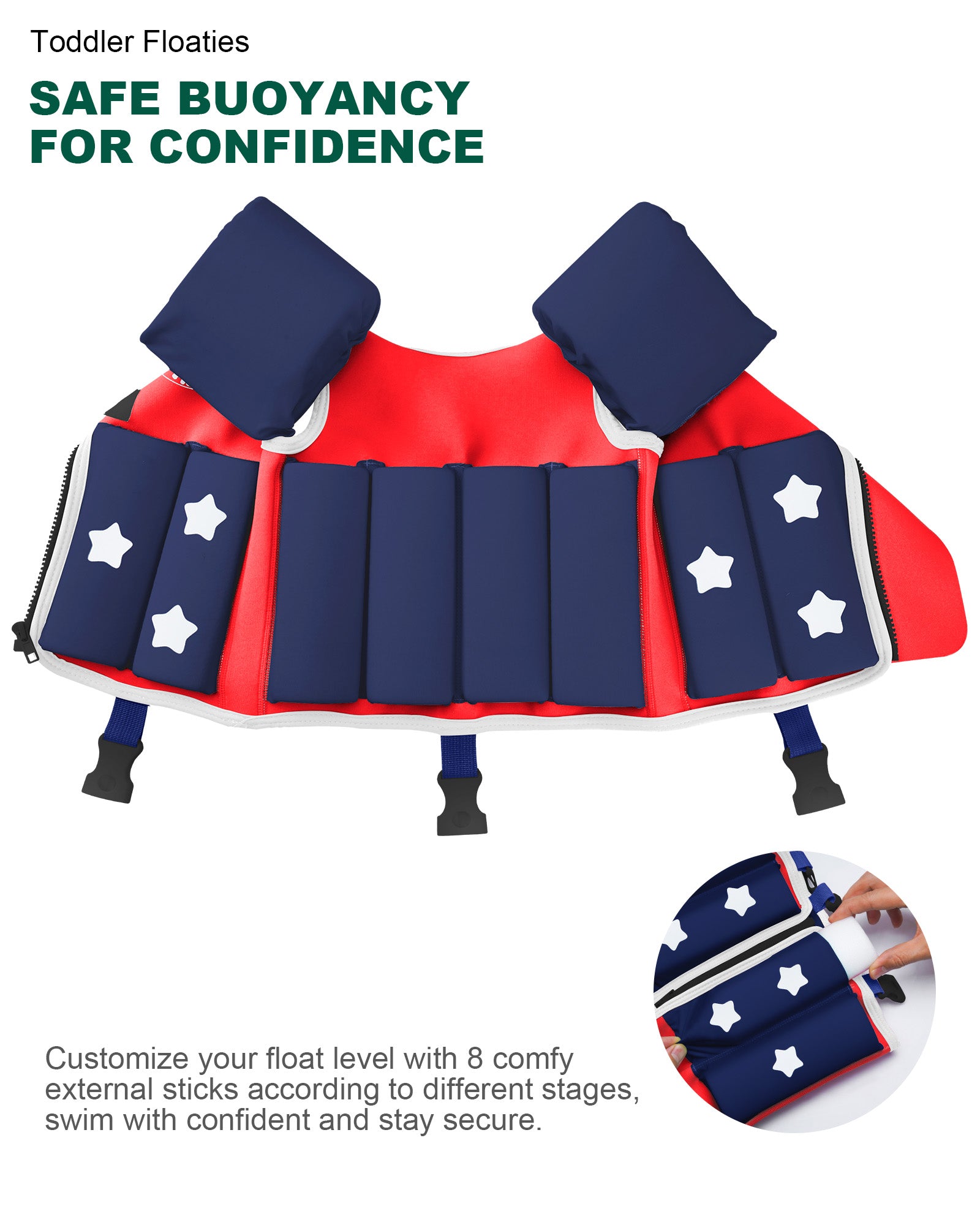 AEOCOO Kids Toddler Swim Vest – Pool Float Jacket with Crotch Strap for Ages 1-9 Years, 20-70 lbs (Red)