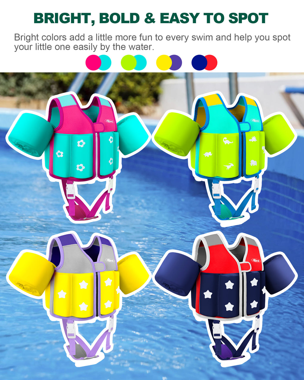 AEOCOO Kids Toddler Swim Vest – Pool Float Jacket with Crotch Strap for Ages 1-9 Years, 20-70 lbs(Pink)