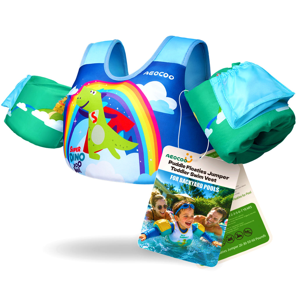 AEOCOO Toddler Swim Vest – Kids Pool Float with Arm Floaties for Ages 1-7 Years, 20-70 lbs (Color 5)