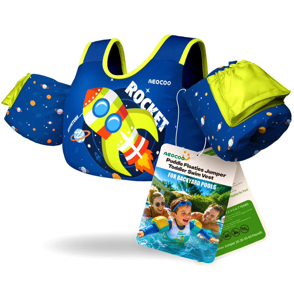 AEOCOO Toddler Swim Vest – Kids Pool Float with Arm Floaties for Ages 1-7 Years, 20-70 lbs (Color 1)