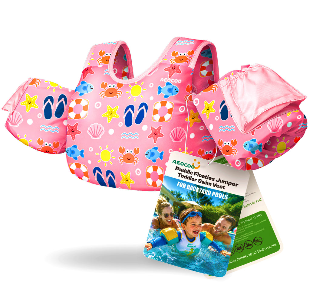 AEOCOO Toddler Swim Vest – Kids Pool Float with Arm Floaties for Ages 1-7 Years, 20-70 lbs (Color 6)