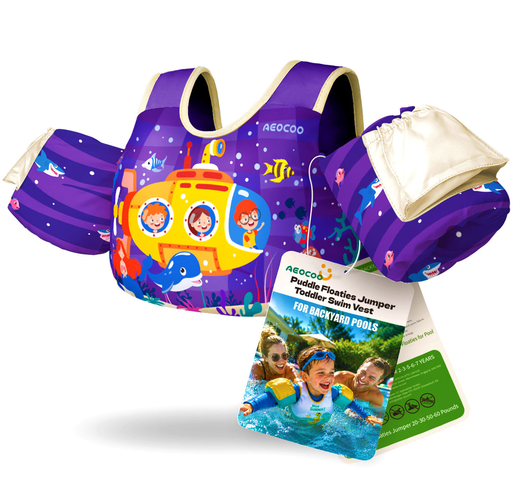 AEOCOO Toddler Swim Vest – Kids Pool Float with Arm Floaties for Ages 1-7 Years, 20-70 lbs