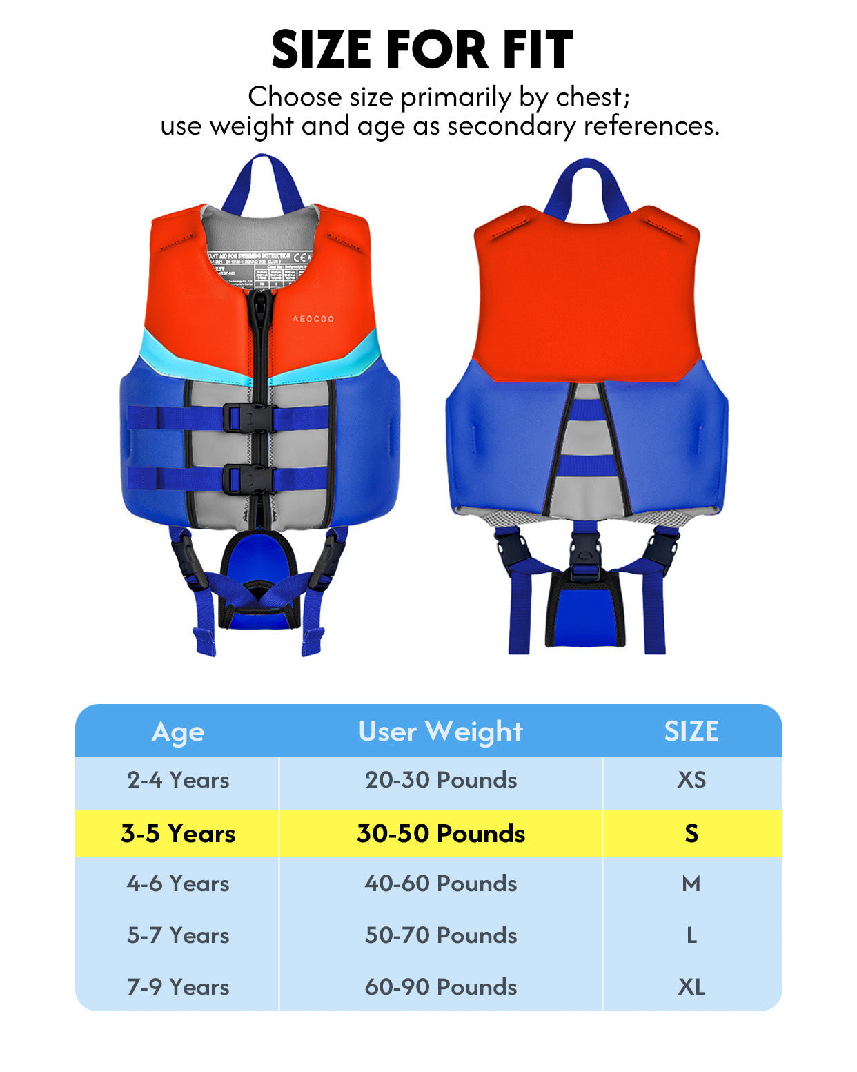 AEOCOO Kids Swim Vest – Buoyancy Pool Float Jacket for Ages 2-9 Years, 20-90 lbs (Color 4)