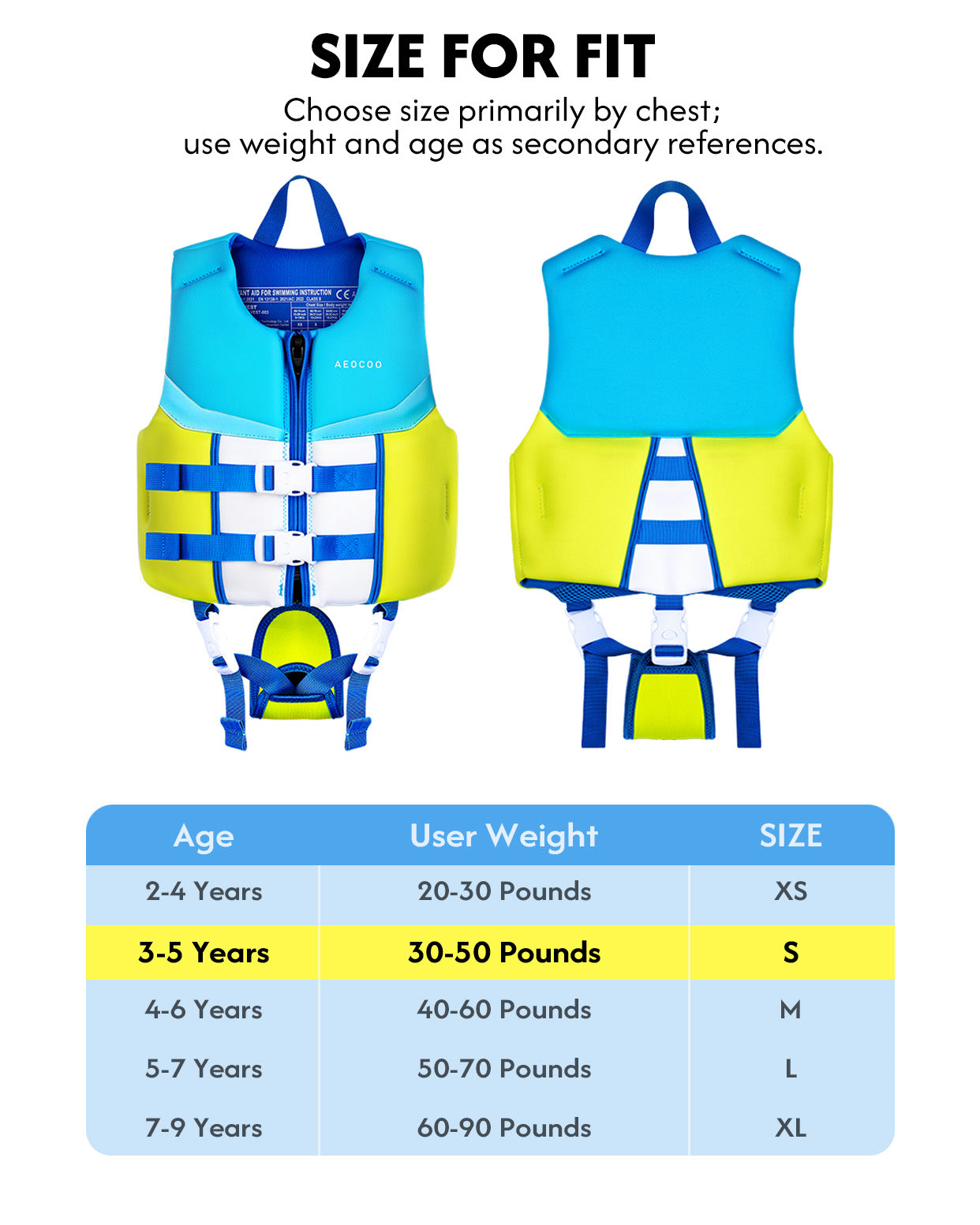 AEOCOO Kids Swim Vest – Buoyancy Pool Float Jacket for Ages 2-9 Years, 20-90 lbs (Color 5)