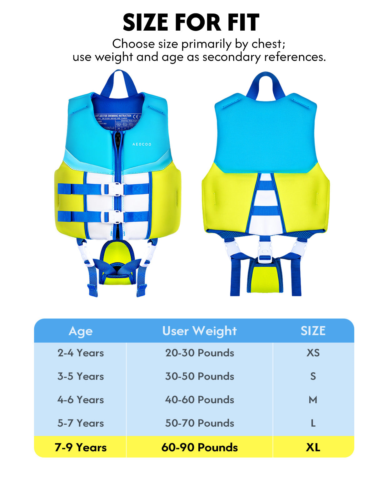 AEOCOO Kids Swim Vest – Buoyancy Pool Float Jacket for Ages 2-9 Years, 20-90 lbs (Color 5)