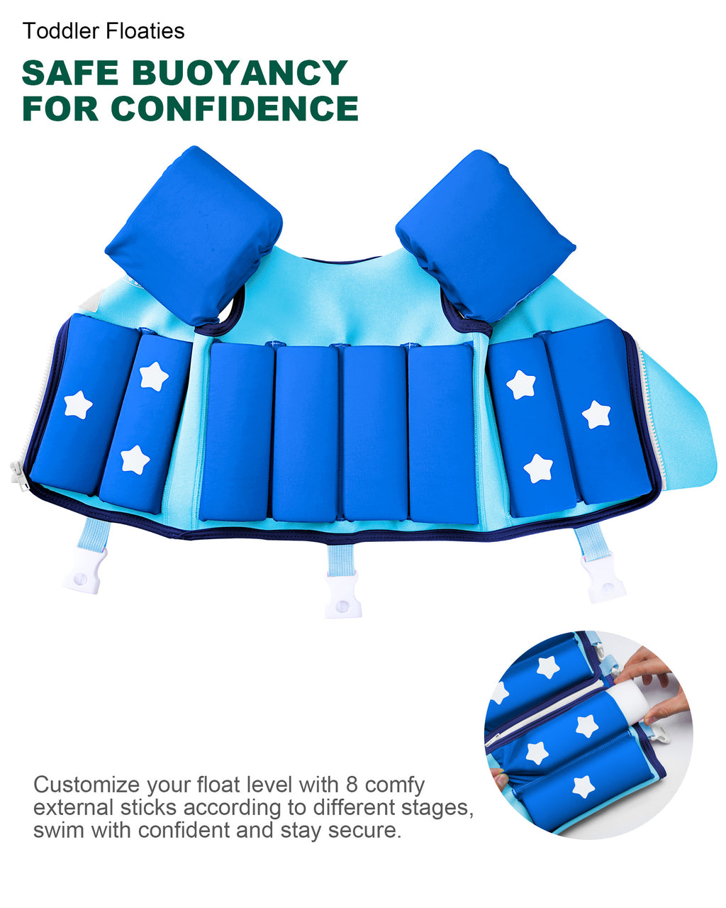 AEOCOO Kids Toddler Swim Vest – Pool Float Jacket with Crotch Strap for Ages 1-9 Years, 20-70 lbs (Sky)