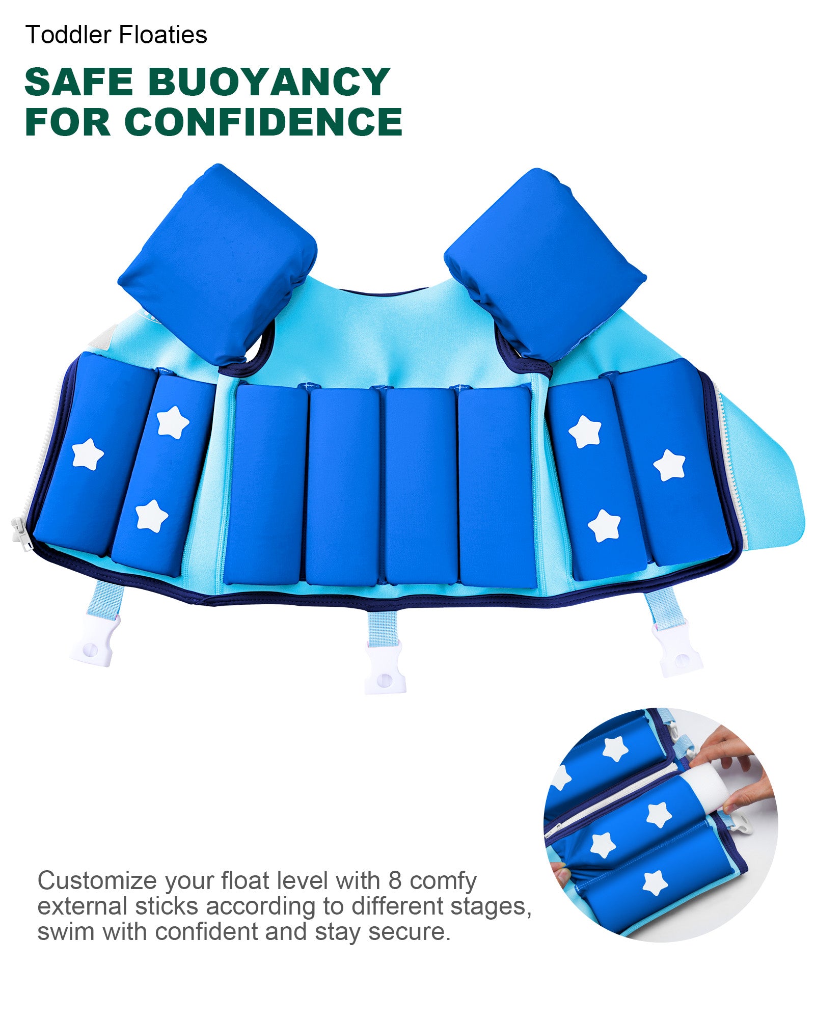 AEOCOO Kids Toddler Swim Vest – Pool Float Jacket with Crotch Strap for Ages 1-9 Years, 20-70 lbs (Sky)