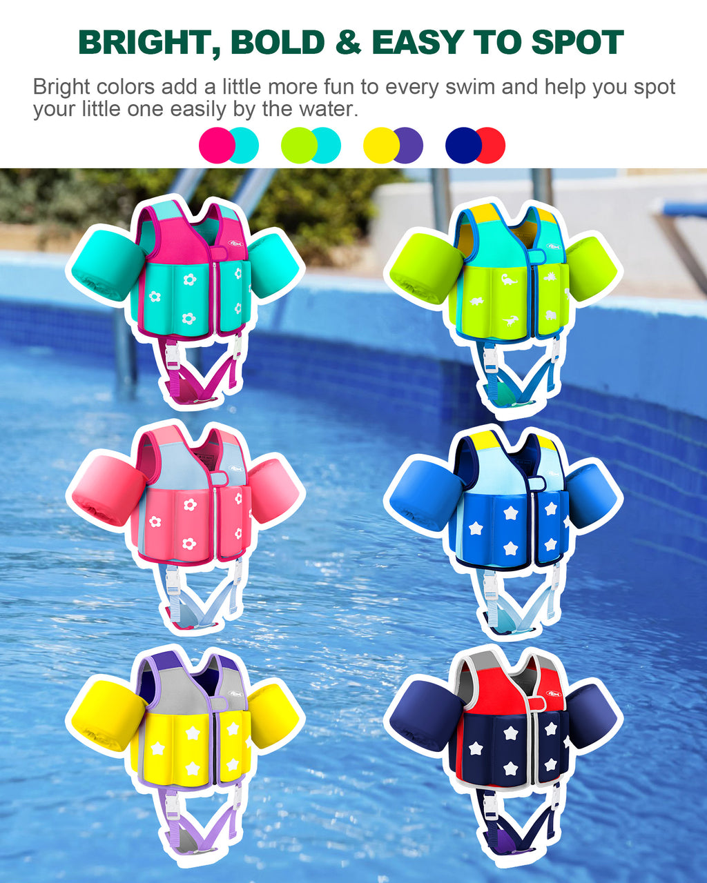 AEOCOO Kids Toddler Swim Vest – Pool Float Jacket with Crotch Strap for Ages 1-9 Years, 20-70 lbs (Sky)