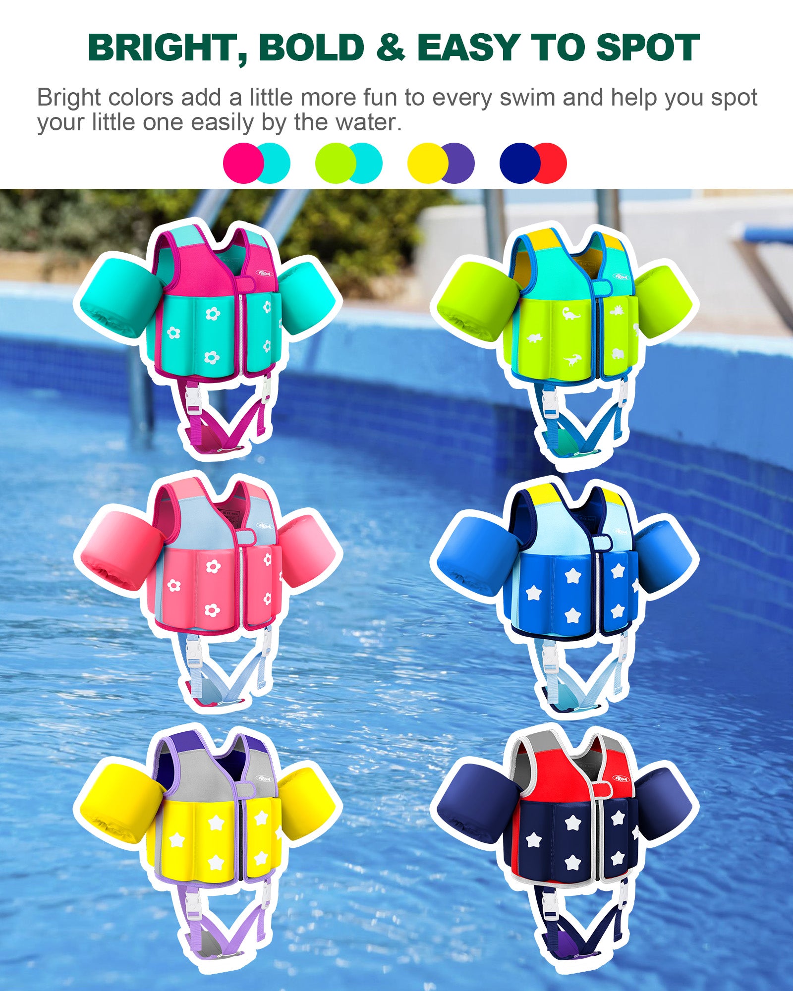 AEOCOO Kids Toddler Swim Vest – Pool Float Jacket with Crotch Strap for Ages 1-9 Years, 20-70 lbs (Sky)