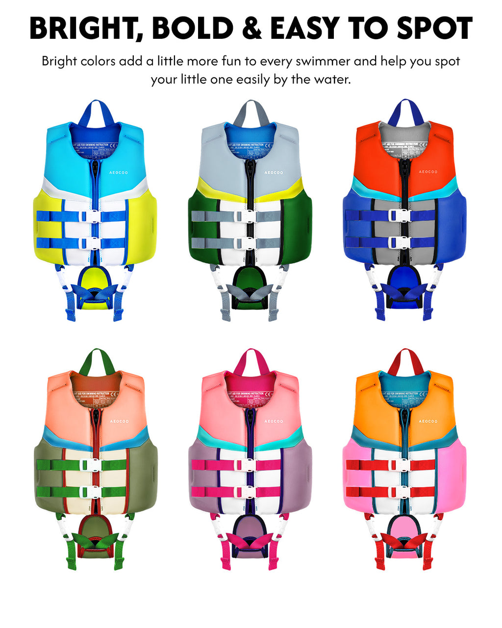 AEOCOO Kids Swim Vest – Buoyancy Pool Float Jacket for Ages 2-9 Years, 20-90 lbs