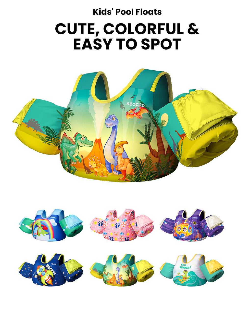 AEOCOO Toddler Swim Vest – Kids Pool Float with Arm Floaties for Ages 1-7 Years, 20-70 lbs