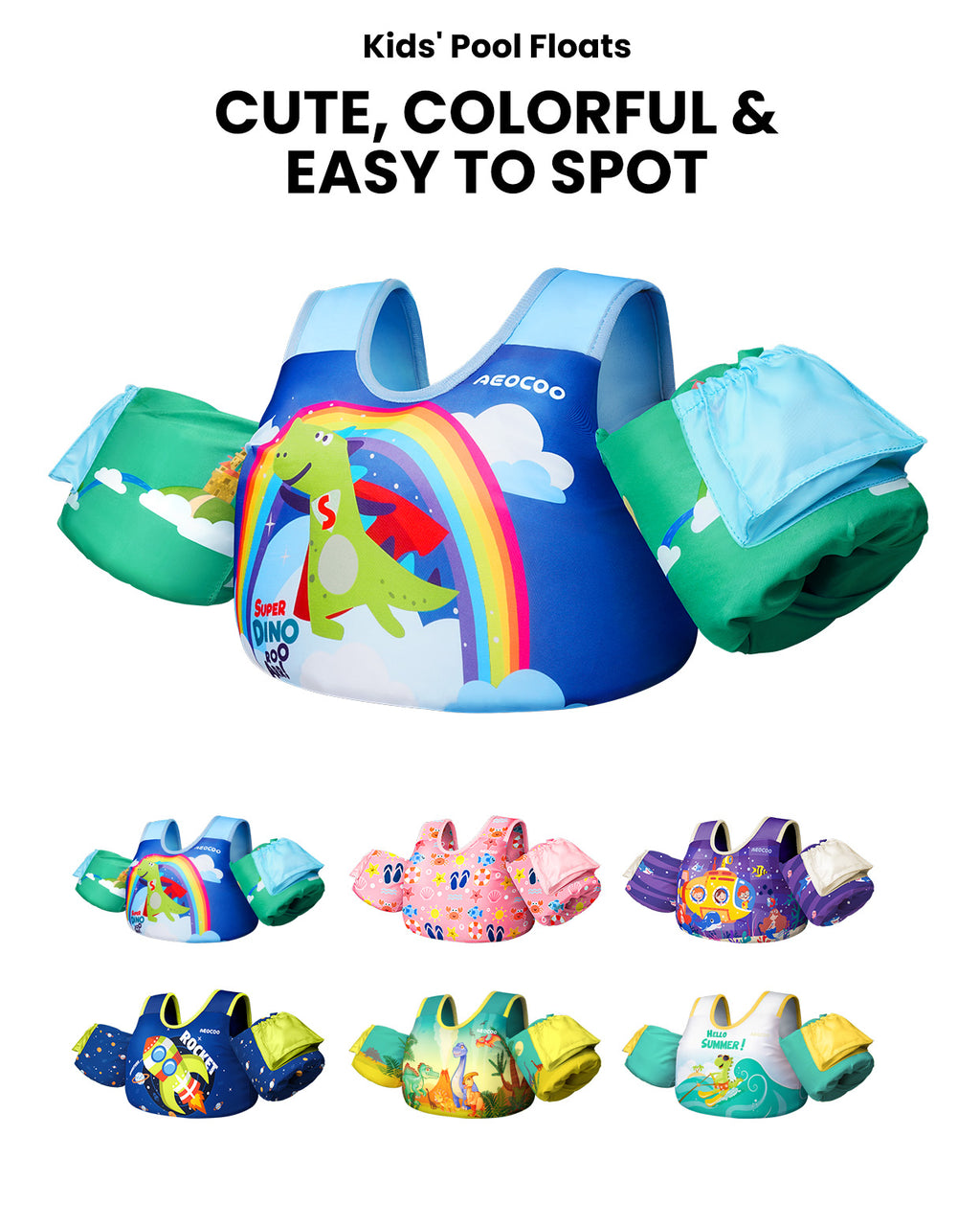 AEOCOO Toddler Swim Vest – Kids Pool Float with Arm Floaties for Ages 1-7 Years, 20-70 lbs (Color 5)