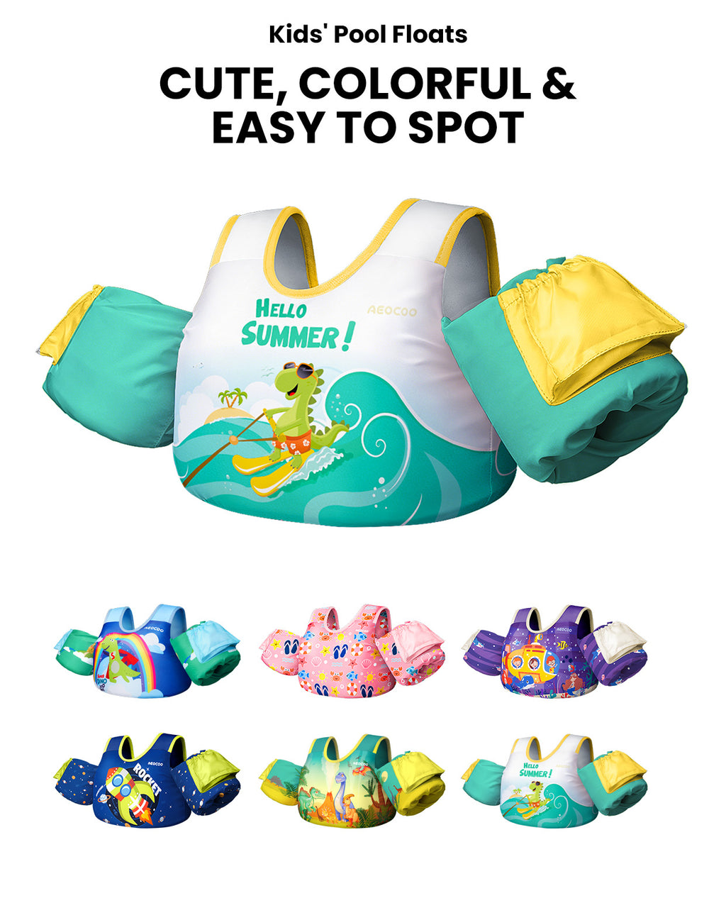 AEOCOO Toddler Swim Vest – Kids Pool Float with Arm Floaties for Ages 1-7 Years, 20-70 lbs (Color 4)