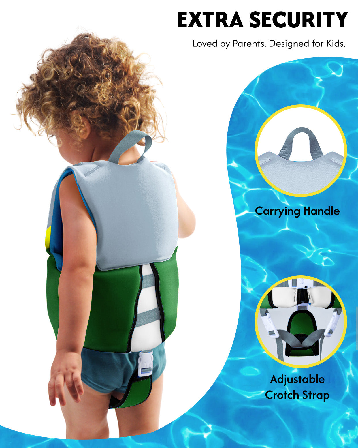 AEOCOO Kids Swim Vest – Buoyancy Pool Float Jacket for Ages 2-9 Years, 20-90 lbs